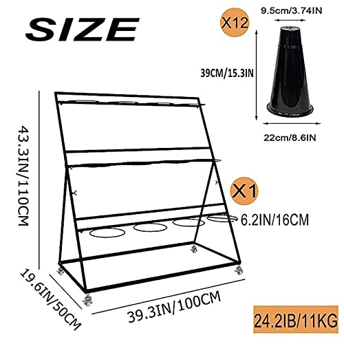 3 Layer Metal Plant Stand with 12 Buckets and Wheels T775938
