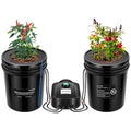 VIVOSUN DWC Hydroponics Grow System with Top Drip Kit, 5-Gallon Deep Water Culture, Recirculating Drip Garden System with Multi-Purpose Air Hose, Air Pump, and Air Stone (4 Buckets + Top Drip Kit)