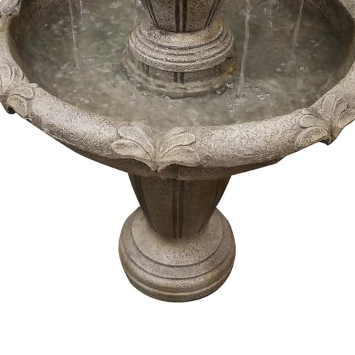 Outdoor Floor Water Fountain, 3-Tier Concrete with Electric Pump C406329