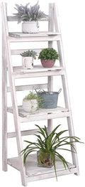 Foldable Ladder Shelf,Plant Stand, Flower Pot Stand,Patio Rustic Wood Stand with Shelves,4 Tier Stand,for Outdoor