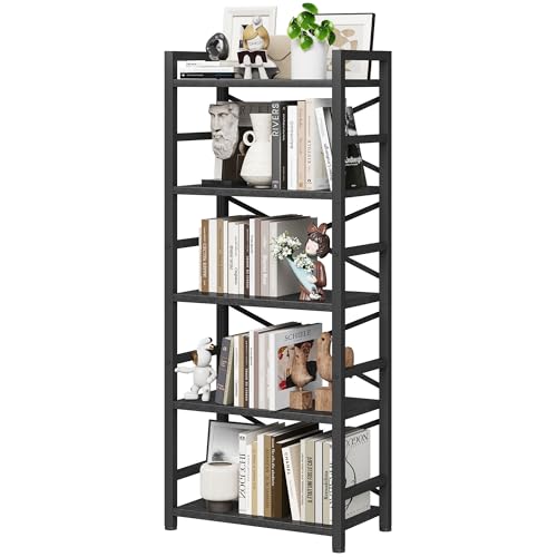 3 Tier Industrial Bookcase, Rustic Etagere Bookshelf for Living Room U5786