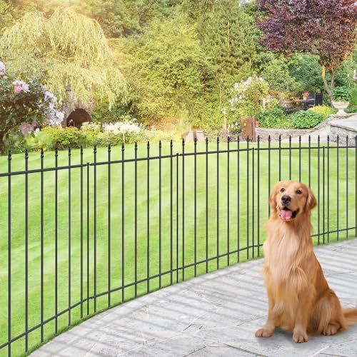 Metal Garden Fence 24in H x 10ft L, No Dig Border Panels for Dogs, Outdoor Yard Patio L70784