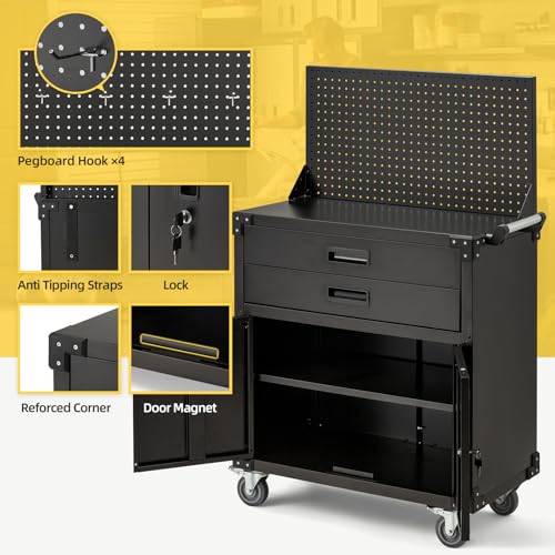 Metal Garage Storage Cabinet with Drawers and Wheels P6852