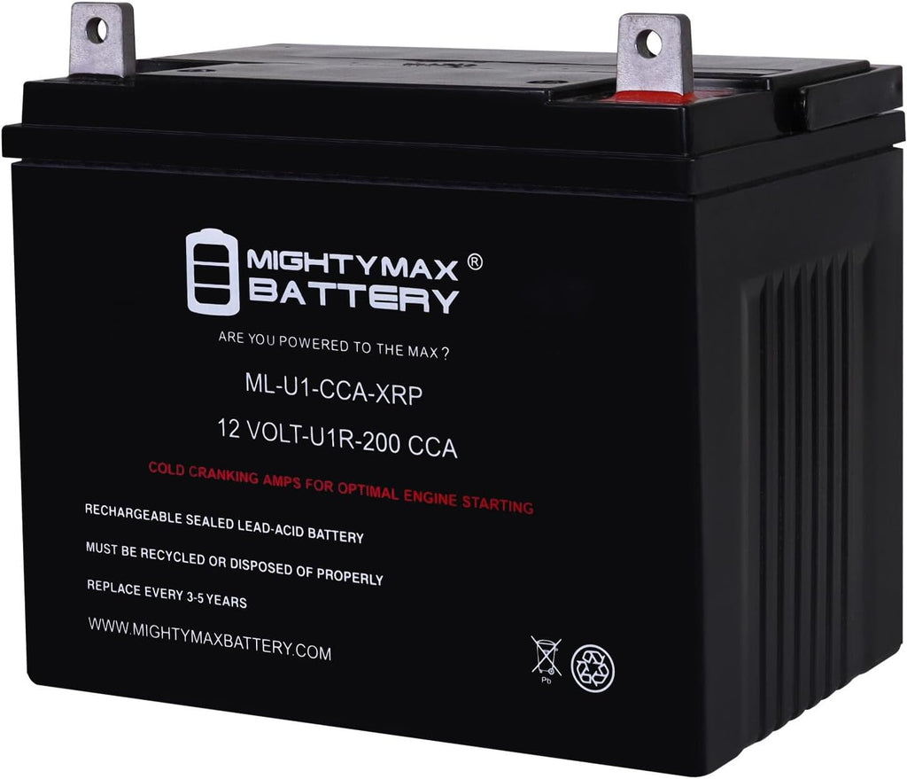 Mighty Max Battery ML-U1-CCA-XRP 12V 200CCA Replacement Battery Compatible with U1R-7 - BCI No. UR1 Lawn Mower