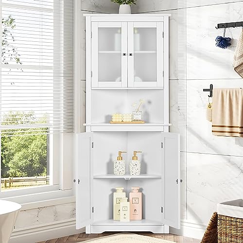 67" Tall Bathroom Cabinet with 2 Doors and 1 Drawer, Adjustable Shelves T930834