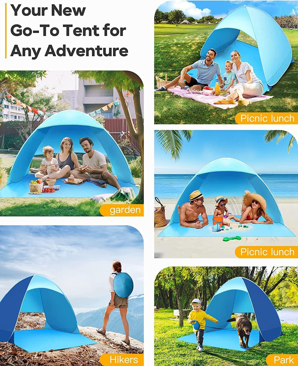 Pop Up Beach Tent, UPF 50+, 1-3 Person, Waterproof, with Carry Bag A798699