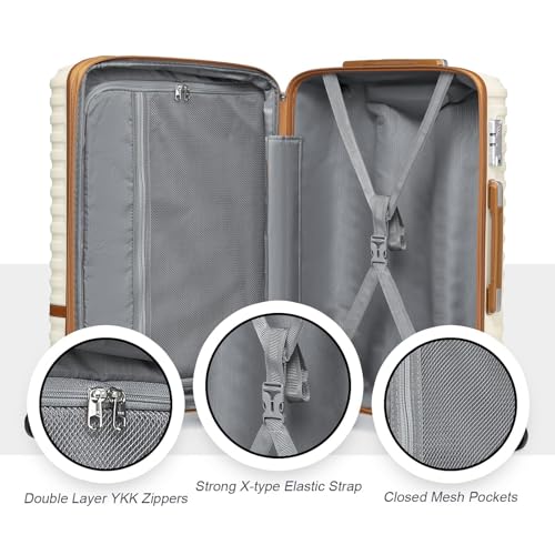 Expandable Carry-On Luggage Set, Lightweight Hard Shell 20 Inch with Spinner Wheels M12570