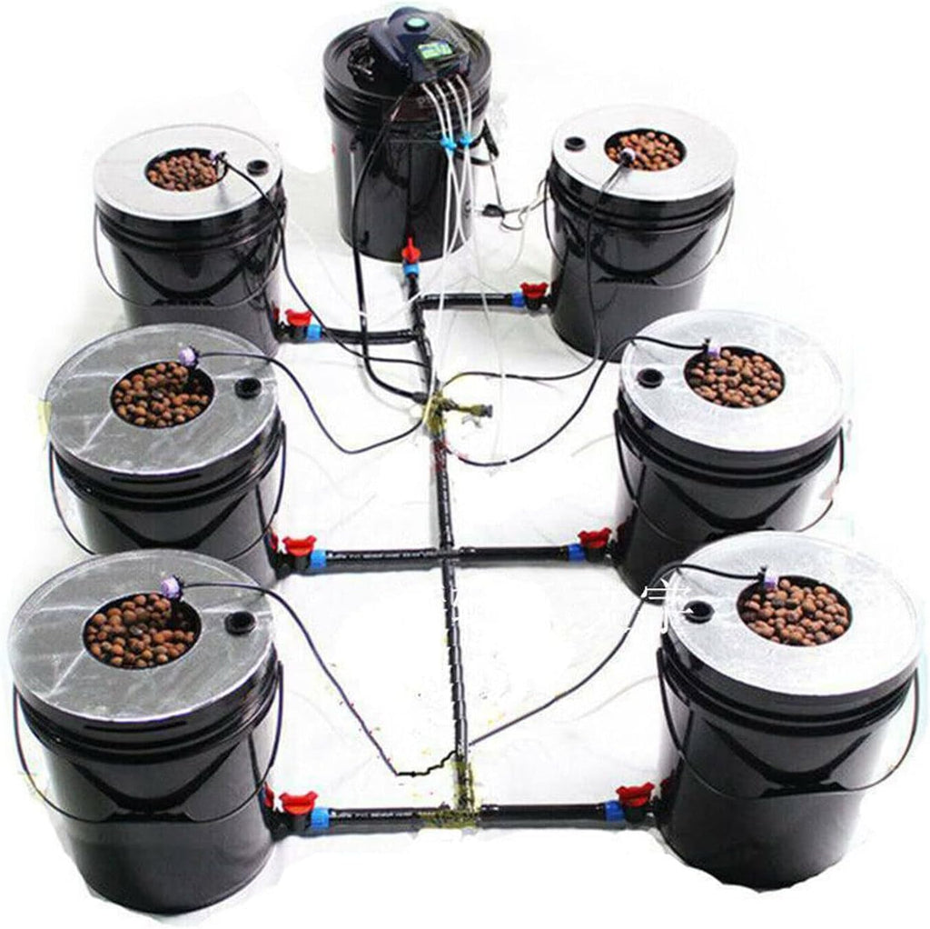 Hydroponics Growing System, 7 Buckets 5 Gallon Recirculating Deep Water Culture V1503