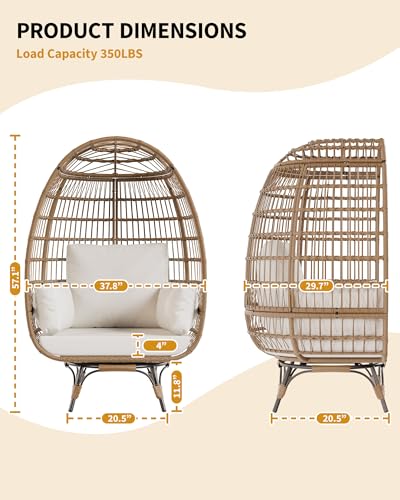 Wicker Egg Chair with Cushions and Ottoman L257