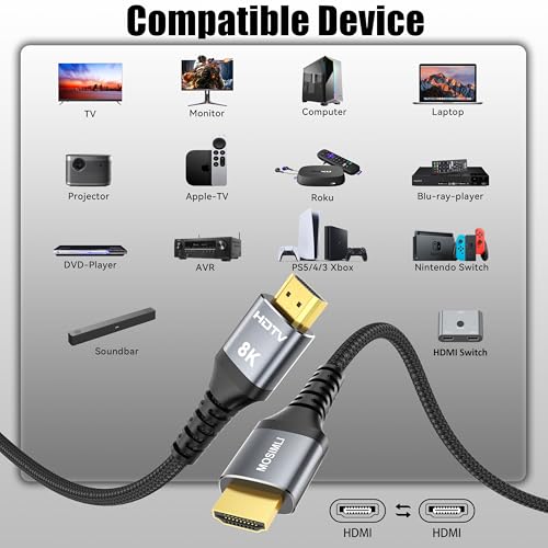 8K HDMI Cable 3FT 4-Pack, High Speed 48Gbps HDMI 2.1 Cord A145195
