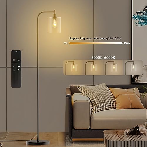 LED Floor Lamp with Glass Lampshade for Living Room, Bedroom, Office U1731