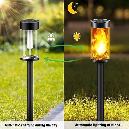 Solar Torches with Flickering Flame Waterproof, LED Pathway Lights Outdoor Y89956