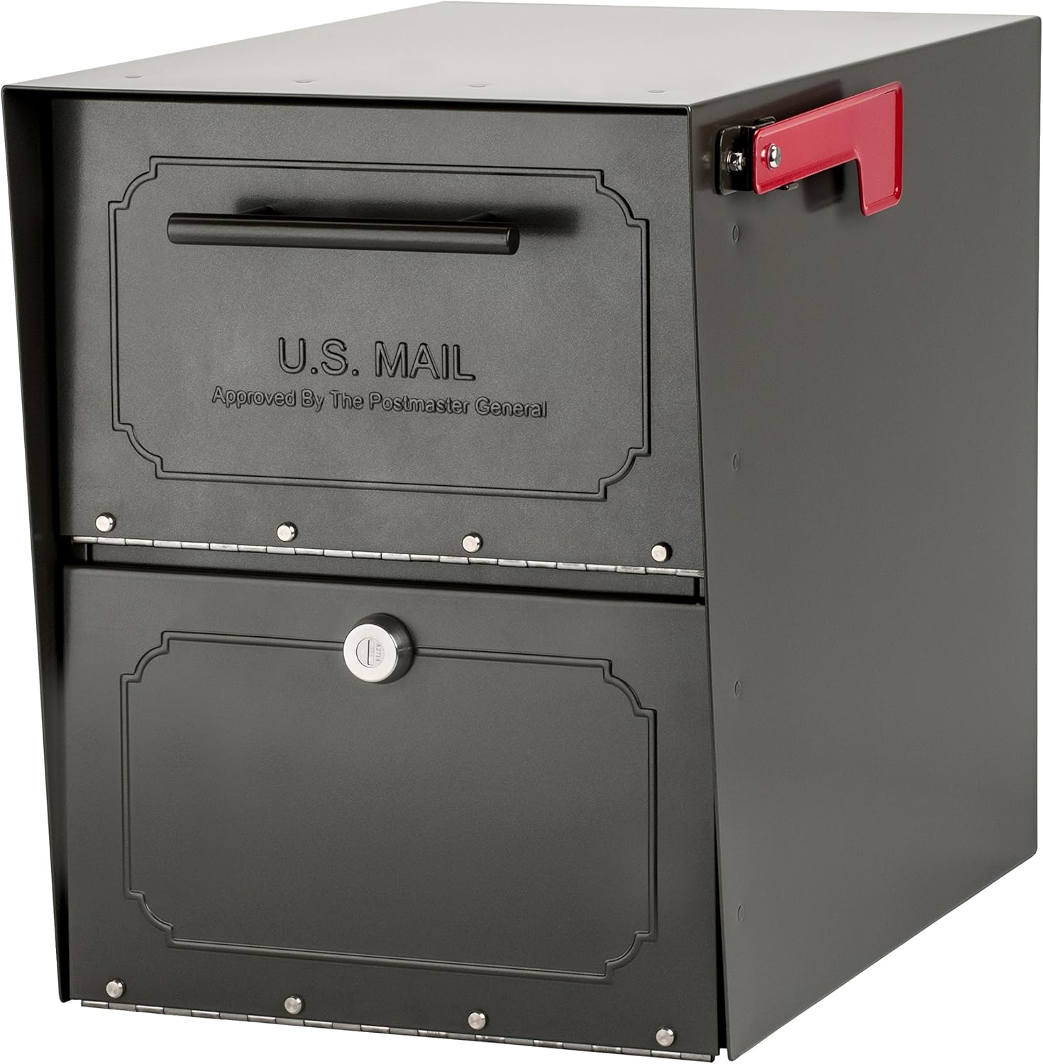 Architectural Mailboxes Oasis Classic Stainless Steel, Locking, Post Mount Parcel Mailbox, Graphite Bronze, 6200Z-06