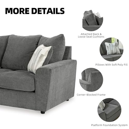 Casual Loveseat with Flared Arms, Gray E735987