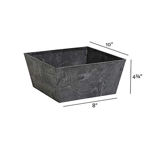 Low Square Planter, 12-Inch, Black D32070