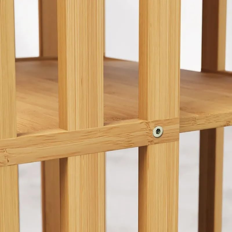 Rotating Bookshelf Tower, 360 Spinning Bamboo Bookcase, 6 Tier Floor Standing Storage Rack U3081