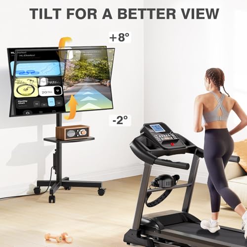Mobile TV Stand with Power Outlet, Rolling TV Cart for 23-60 Inch TVs, Height Adjustable, VESA 400x400mm H58390