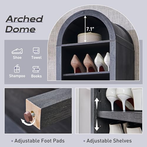 Arched Bookshelf, 7-Tier Bookcase with Adjustable Shelves A456