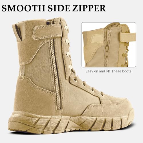 Men's Tactical Boots 8 Inches Lightweight Suede Leather Military Work Boot J951812
