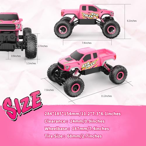 RC Truck 4WD Off Road Crawler Toy for Boys Girls 6-12, Blue C250000