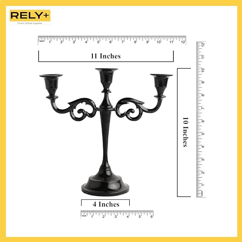Glossy Black 10 Inch Taper Candle Holders for Table Centerpiece I92680