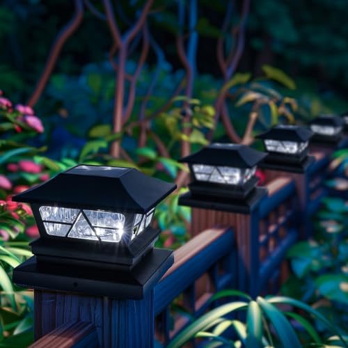 Solar Outdoor Fence Post Lights, 2 Modes Waterproof for Yard Garden Patio P5340