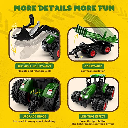 Remote Control Tractor Toy with Trailer and Front Loader for Kids A50598
