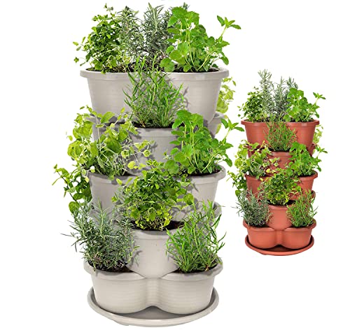 Amazing Creation Stackable Planter, Terracotta 5-Tier Vertical Garden Planter, Grow Your Own Vertical Oasis of Vegetables and Succulents
