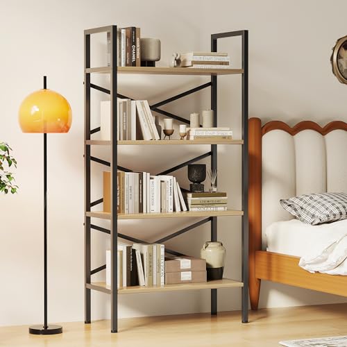 3 Tier Industrial Bookcase, Rustic Etagere Bookshelf for Living Room U5786