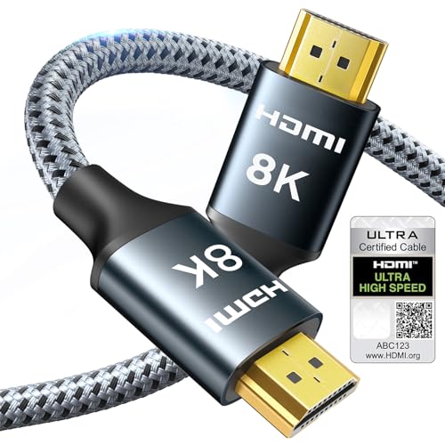 8K HDMI Cable 25FT, 48Gbps, HDMI 2.1, Braided Cord for HDTV/Monitor Y68726