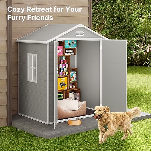 Outdoor Resin Storage Shed 5x3 FT with Lockable Door for Garden, Patio, Backyard W247105