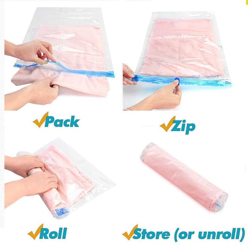 Travel Compression Bags for Luggage, Camping and Storage, Roll Up Reusable, 12 Pack H37488