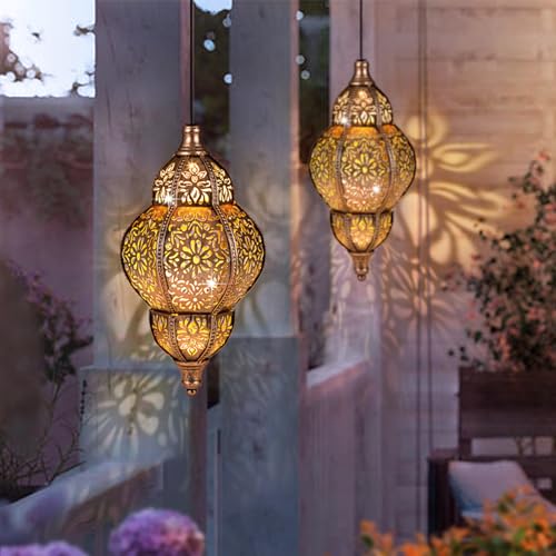Hanging Solar Lantern Outdoor Decor, Waterproof LED for Garden Patio T6566