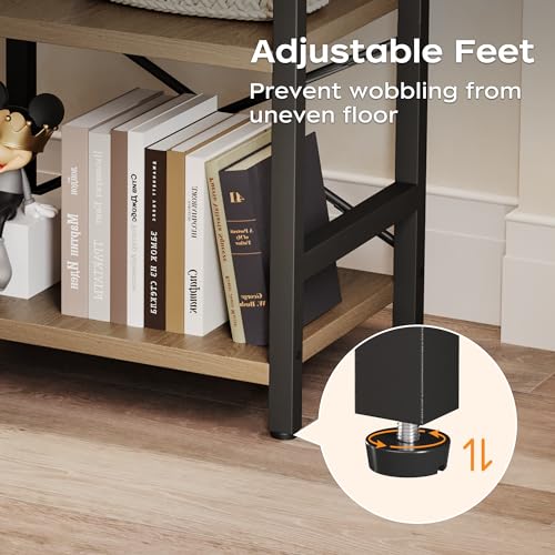3 Tier Industrial Bookcase, Rustic Etagere Bookshelf for Living Room U5786