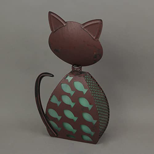 Green LED Solar Garden Cat Statue Light A750
