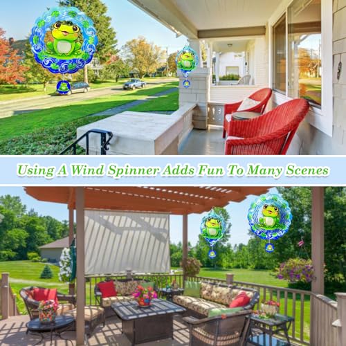 3D Metal Hanging Wind Spinner for Outdoor Garden Decor, 12 Inch A493