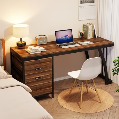 Computer Desk with 3 Drawers, 59-Inch Study Writing Table for Home Office E234