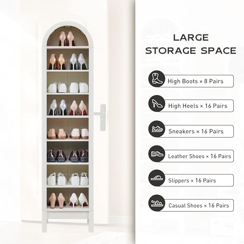 Arched Bookshelf, 7-Tier Bookcase with Adjustable Shelves A456