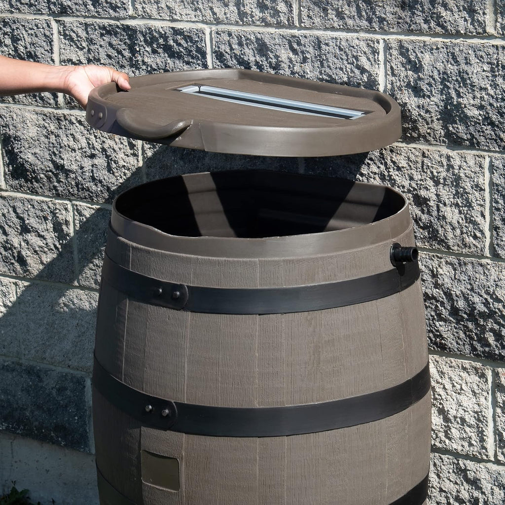 Flat Back Rain Barrel with Removable Lid, 55 Gallon Z265
