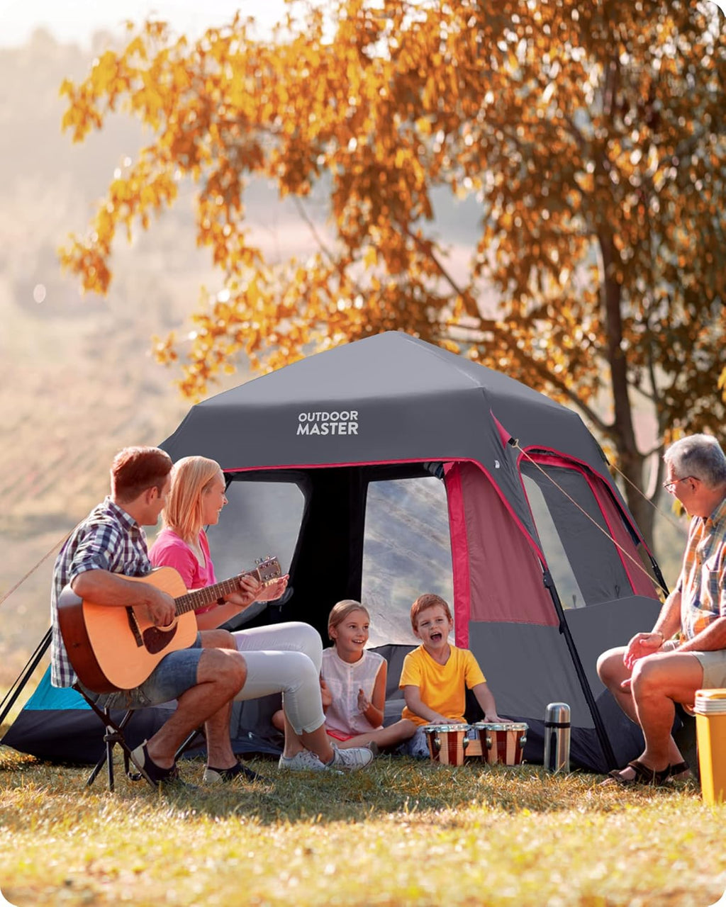 4/6 Person Instant Camping Tent with Dark Space Technology, Weatherproof Pop Up Cabin Tent M456