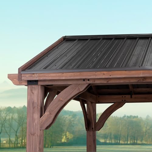 Cedar Wood Gazebo with Thermal Insulated Steel Roof B436