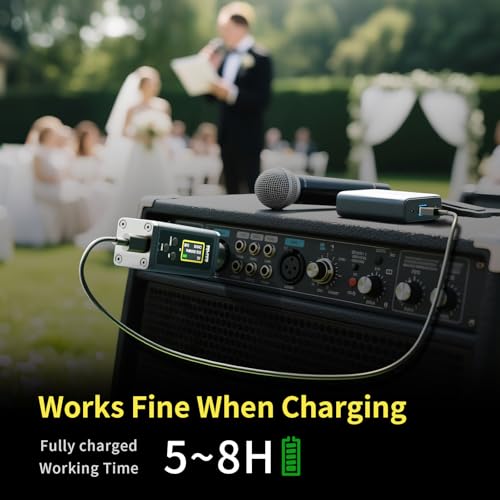 UHF Wireless XLR Transmitter and Receiver with Dual Antennas, 470ft Range, Plug-on Mic Adapter J8486