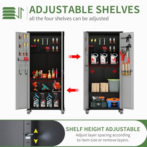Rolling Tool Storage Cabinet with 4 Drawer and Locking Door U282375