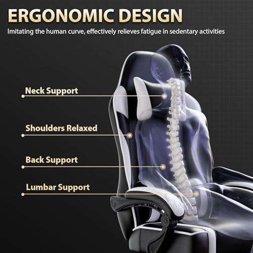 Ergonomic Gaming Chair with Footrest, Reclining, Lumbar Support I1131