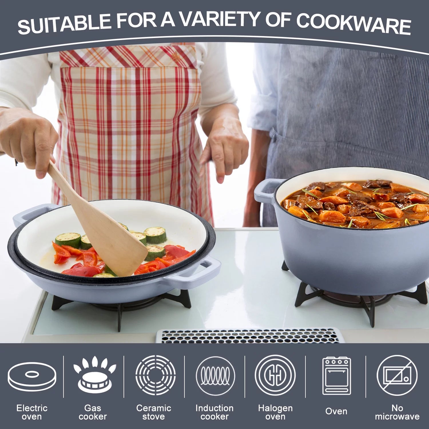 Enameled Cast Iron Dutch Oven with Skillet Lid, 5 Quart C815