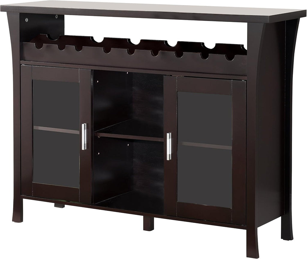 Wine Rack Buffet Server Console Table with Glass Doors A314