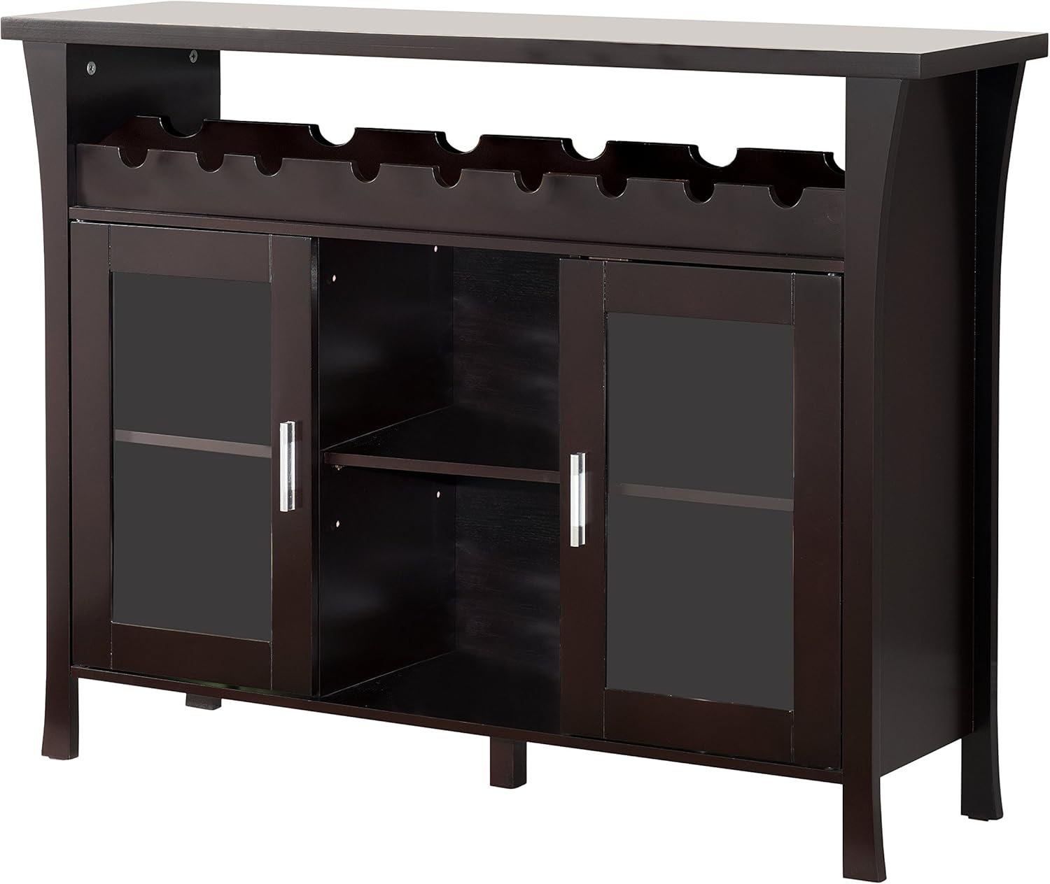 Wine Rack Buffet Server Console Table with Glass Doors A314