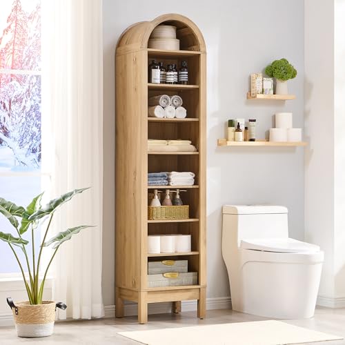 Arched Bookshelf, 7-Tier Bookcase with Adjustable Shelves A456