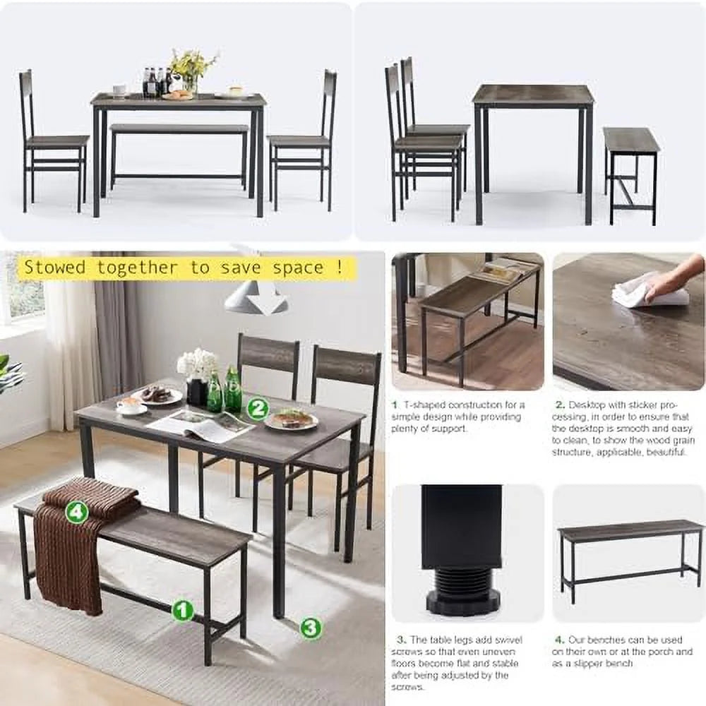 Small Kitchen Table and Chairs for 4 with Bench E29662
