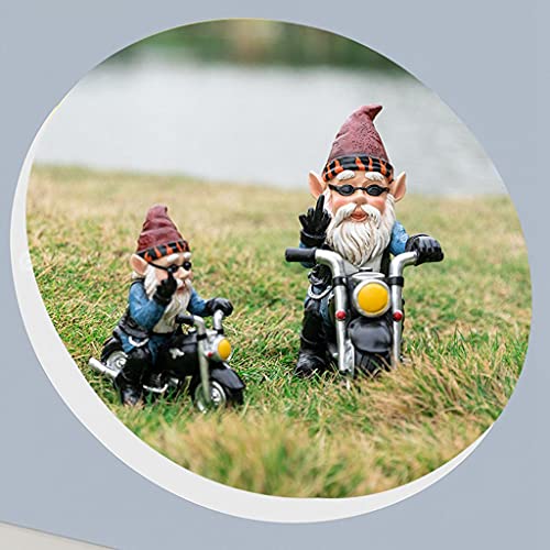Motorcycle Gnome Middle Finger Garden Statue F906953